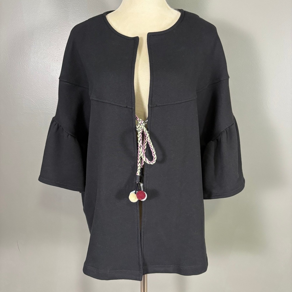 ic by Connie K Jacket L Bell Sleeve Tassel Boho Lagenlook Whimsy Open Thick Cozy